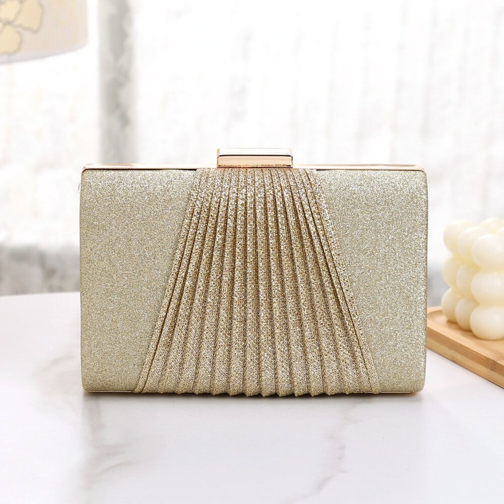 Ella's Pleated Glitter Clutch Purse